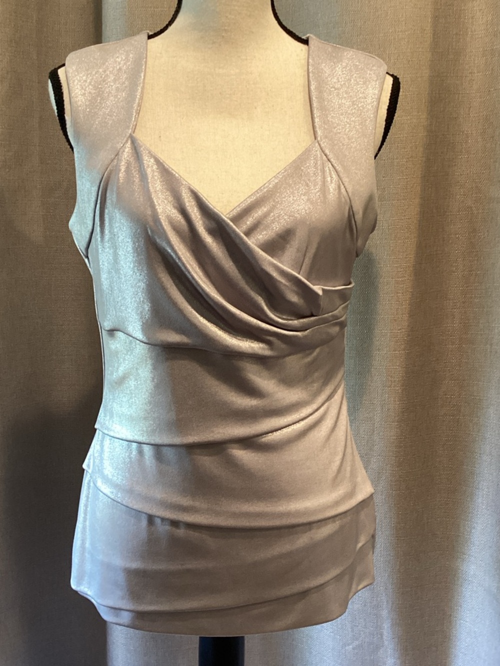 White House Black Market silver wrap tank top, size large, NWT.